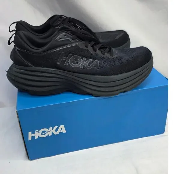 Hoka One Bondi Women's Size 9B Black Running Walking Sneaker Nurse Comfort - Picture 2 of 15
